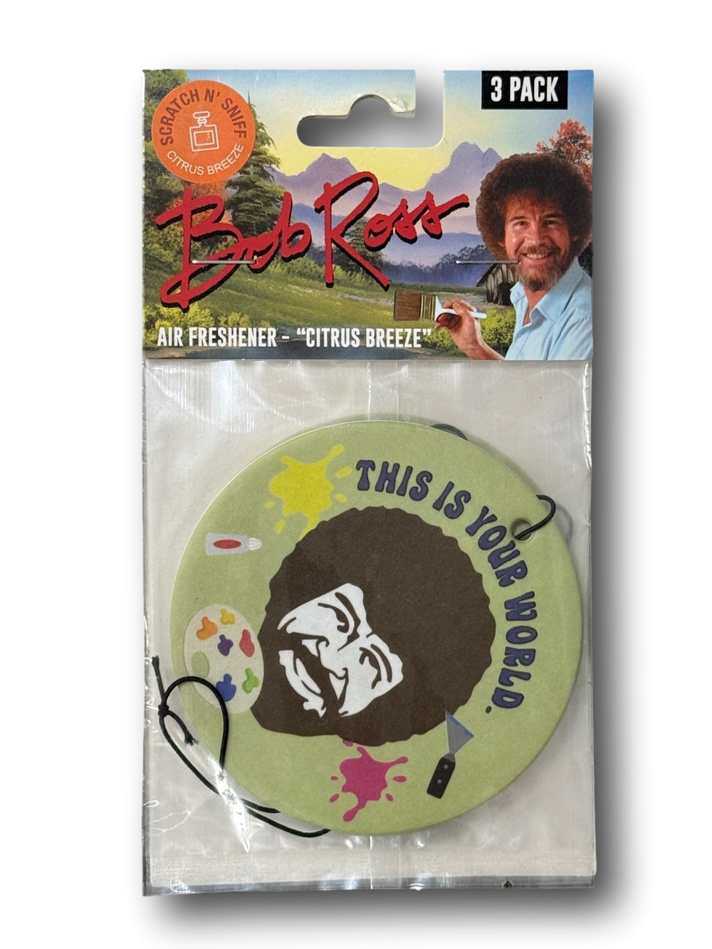 3-Pack Bob Ross Licensed Air Fresheners - Citrus Breeze Scent - NWT